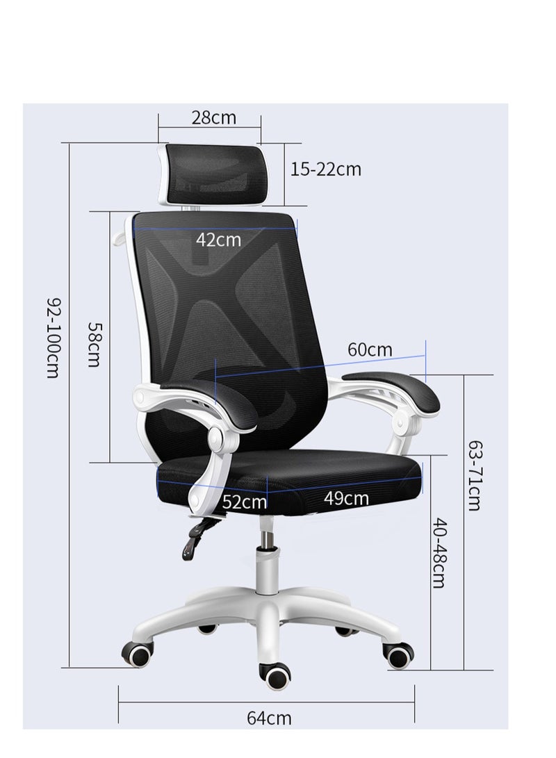 Golden Ergonomic Office Chair,High Back Ergonomic Desk Chair, Breathable Mesh Computer Chair with Wheels and Flip-up Armrests (White and Black) - Image 3