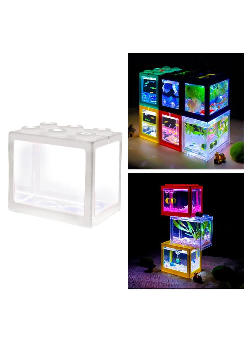 حوض أسماك صغير لحوض السمك مكعبات بناء لديكور سطح المكتب باللون الأبيض - Image 5