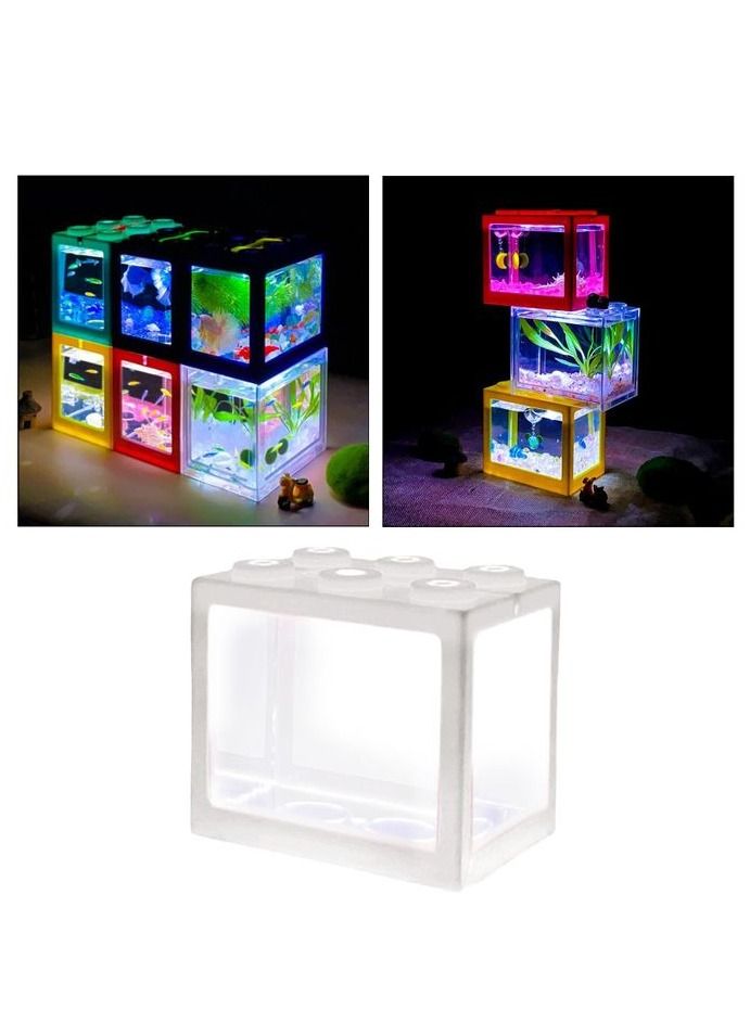 حوض أسماك صغير لحوض السمك مكعبات بناء لديكور سطح المكتب باللون الأبيض - Image 4