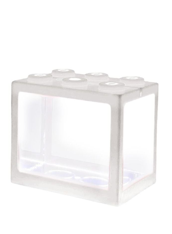 حوض أسماك صغير لحوض السمك مكعبات بناء لديكور سطح المكتب باللون الأبيض - Image 3