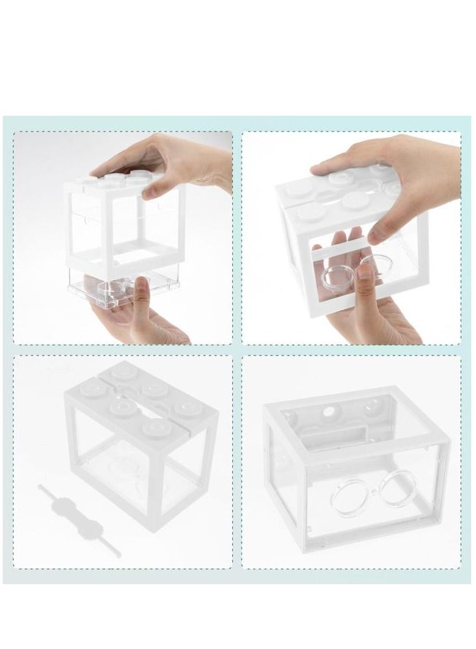 حوض أسماك صغير لحوض السمك مكعبات بناء لديكور سطح المكتب باللون الأبيض - Image 2