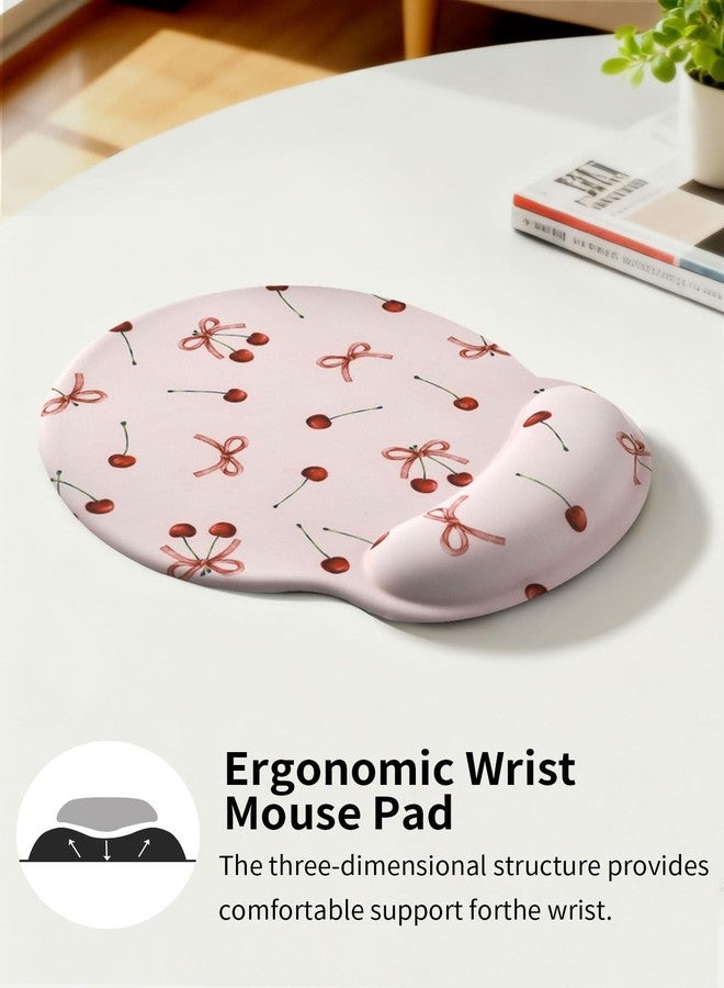 Seorsok Retro Ribbon Bow Cherry Mouse Pad with Gel Wrist Support Mouse Pad,Ergonomic Aesthetic,Comfort Mousepad for Office Work Computer,Pain Relief Mousepad with Non-Slip Silicone Base,Pink - Image 4