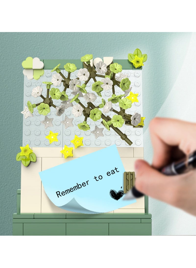 Loquat Green Flower Message Board Model Set Building Blocks Creative Diy Simulation Collection Building Assembly Toys Children Adult Home Decoration - Image 3