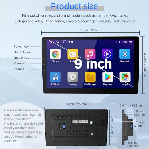 Haudio Wireless Double Din Car Stereo with 9" HD Touchscreen | CarPlay & Android Auto | Backup Camera | Bluetooth GPS Navigation | FM/AM | All Vehicles - Image 2