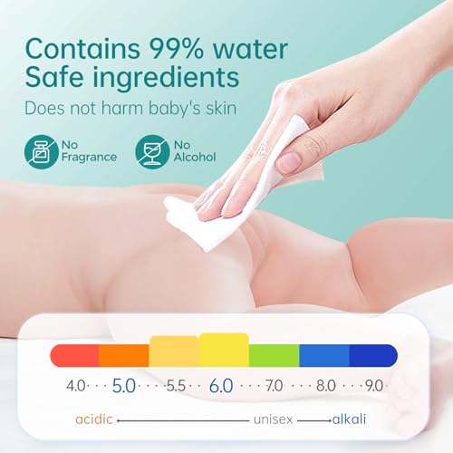 MATERN'ELLA Baby Wipes, Diaper Wipes for Sensitive Skin, Wet Wipes with 99% Water Based, Hypoallergenic, Safe and Gentle, 4 Flip-Top Packs (320 Wipes Total) - Image 3