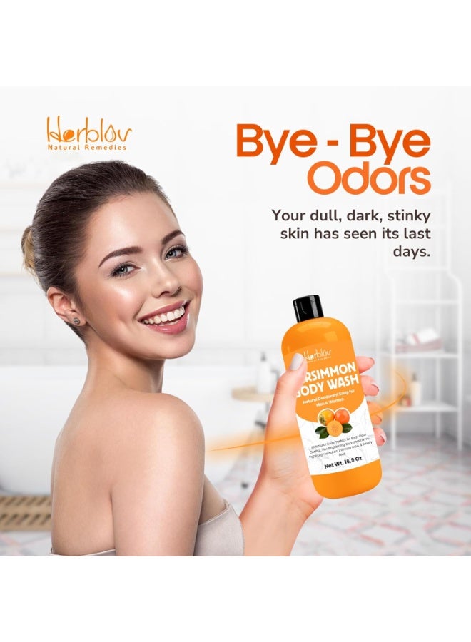 Herblov Persimmon Body Wash for Body Odor Control – Purifying Deodorizing Soap for Eliminating Odor – Underarms, Intimate Inner Thigh, Bikini Area, Smelly Feet – Natural Deodorant Soap, Kids Safe  - Image 5