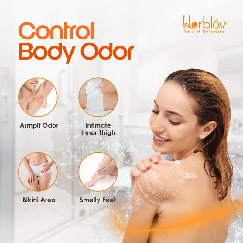 Herblov Persimmon Body Wash for Body Odor Control â€“ Purifying Deodorizing Soap for Eliminating Odor â€“ Underarms, Intimate Inner Thigh, Bikini Area, Smelly Feet â€“ Natural Deodorant Soap, Kids Safe - Image 2
