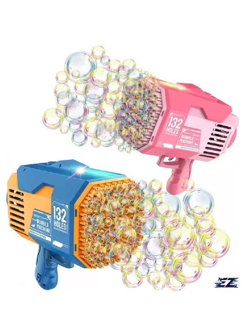 ELTRAZONE Upgraded Bazooka Bubble Blaster Machine Gun – 132 Holes with Colorful Lights for Shiny Bubbles (Blue) - Image 2