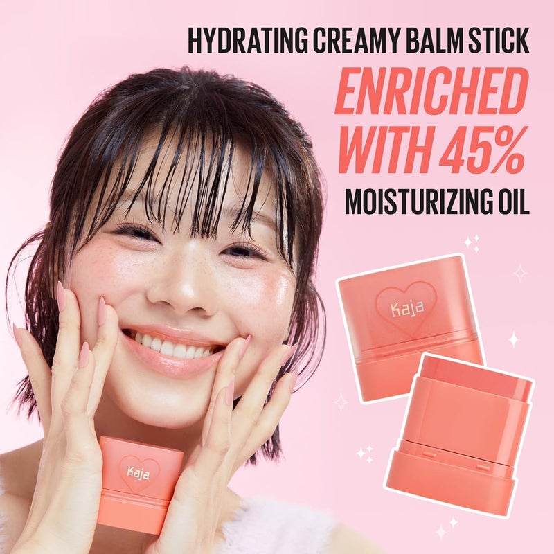 KAJA Dewy Bar Cheeks & Lip – Strawberry Sorbet- Creamy Blusher Stick with Vitamin & Hyaluronic Acid, Moisturizing & Easy Blend - Image 3