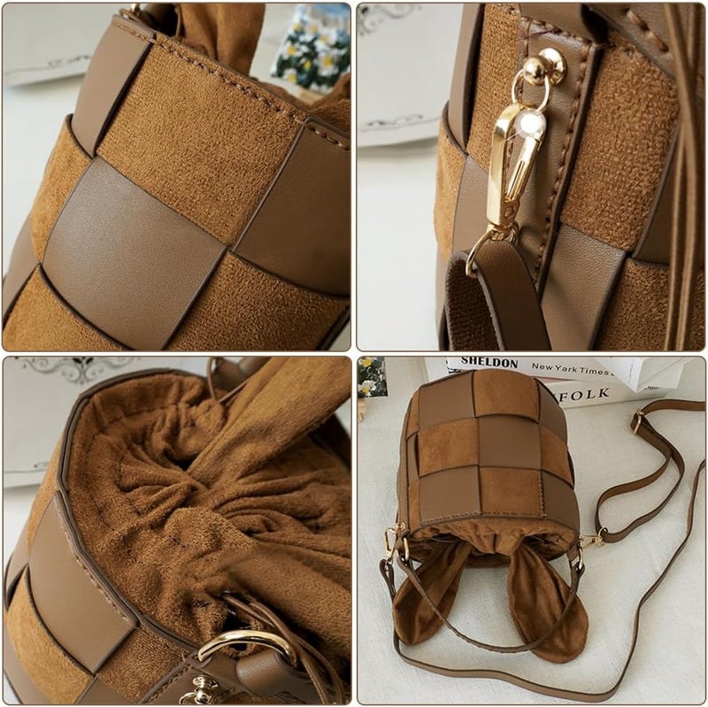 klarako DIY Bucket Bag Making Kits, PU Leather Rabbit Round Shoulder Bag Making Kit Hand Sewing for Women's Gift, 5.7x5.7 Inch - Image 5