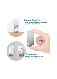Vanstarry Adhesive Hooks Heavy Duty Wall Hangers Hooks Waterproof Stainless Steel Towel Hanger Holder Stick On Hooks For Hanging Kitchen Bathroom Home8 Packs  - Image 3