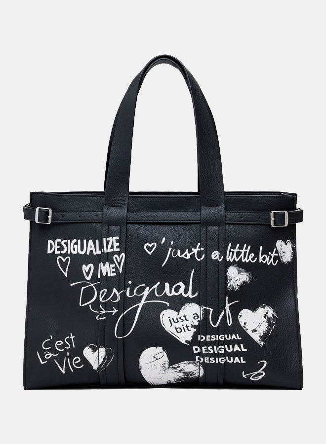 DESIGUAL Large faux leather shopper bag with letters - Image 2