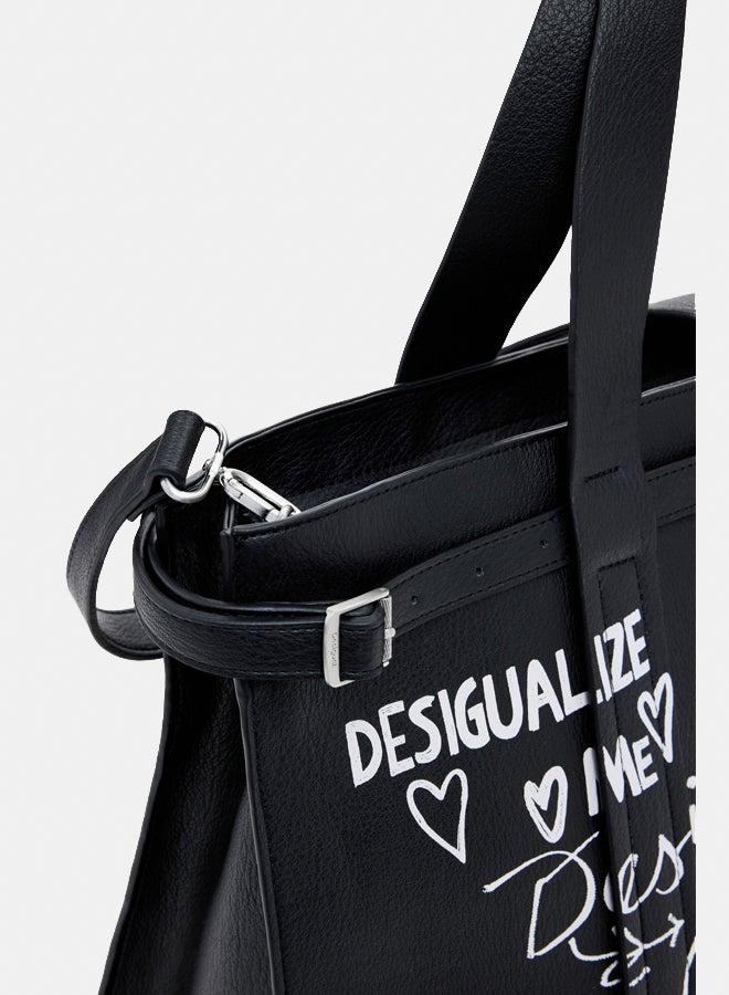 DESIGUAL Large faux leather shopper bag with letters - Image 3