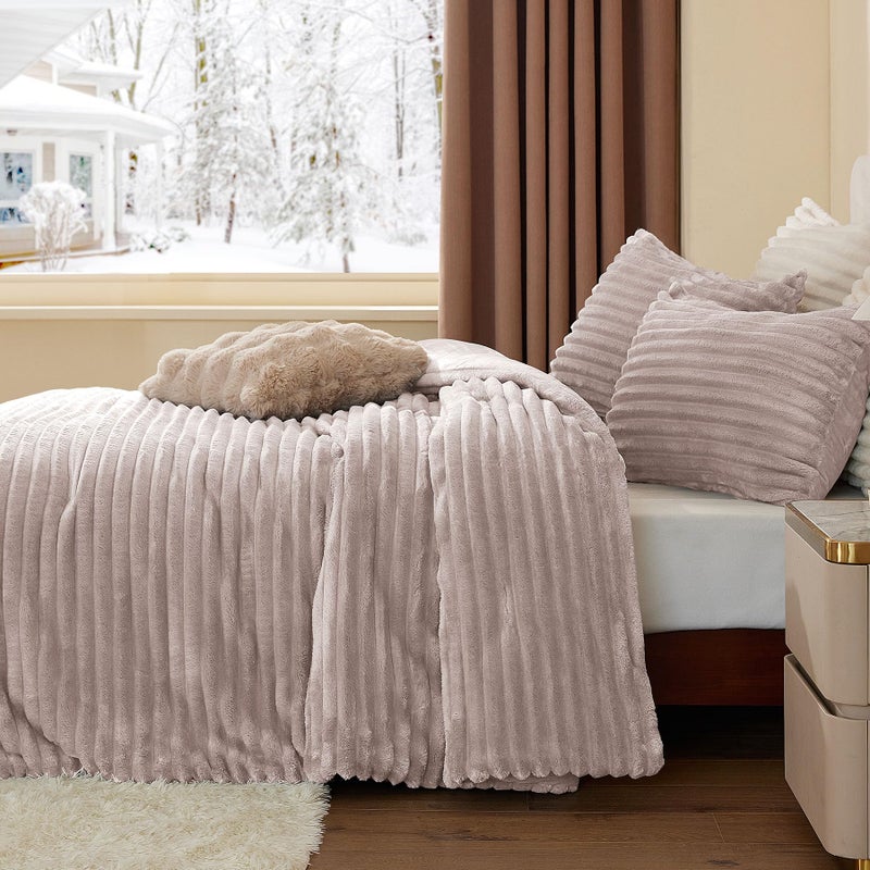 BEDELITE BEDELITE Fleece Twin Comforter Set -Super Soft & Warm Fluffy Lotus Pink Bedding  Luxury Fuzzy Heavy Bed Set for Winter with 1 Pillow case  - Image 4
