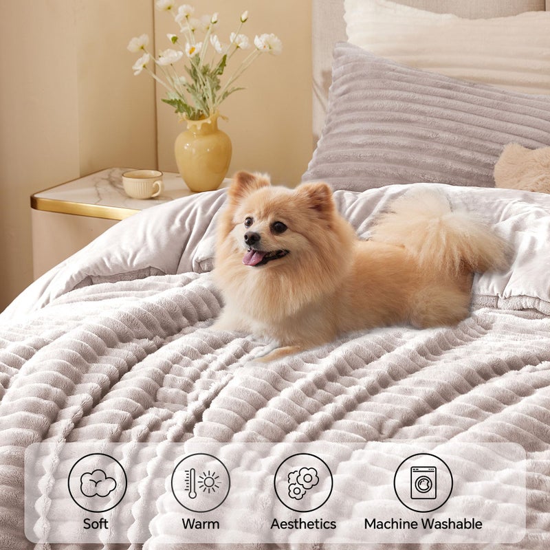BEDELITE BEDELITE Fleece Twin Comforter Set -Super Soft & Warm Fluffy Lotus Pink Bedding  Luxury Fuzzy Heavy Bed Set for Winter with 1 Pillow case  - Image 3