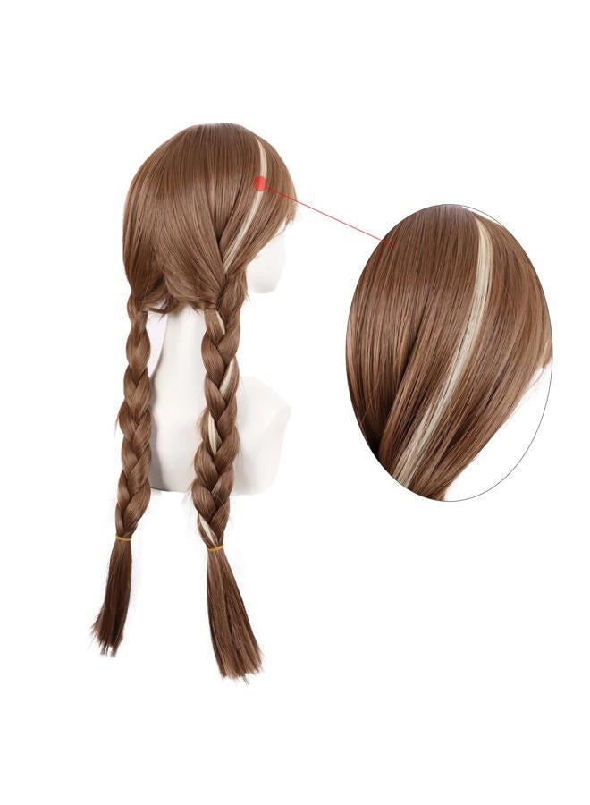 MapofBeauty 28"/70cm Long Hair Cosplay Costume Anime Wig (Dark Brown/Light Brown) - Image 3