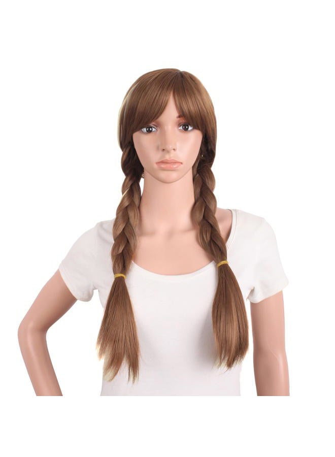 MapofBeauty 28"/70cm Long Hair Cosplay Costume Anime Wig (Dark Brown/Light Brown) - Image 1