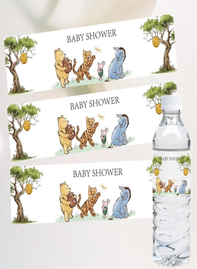 32 SPIRITS 48PCS Vintage Winnie Water Bottle Labels Stickers Pooh Baby Shower Decorations Neutral Birthday Drink Label Party Tea Bar Decor - Image 1