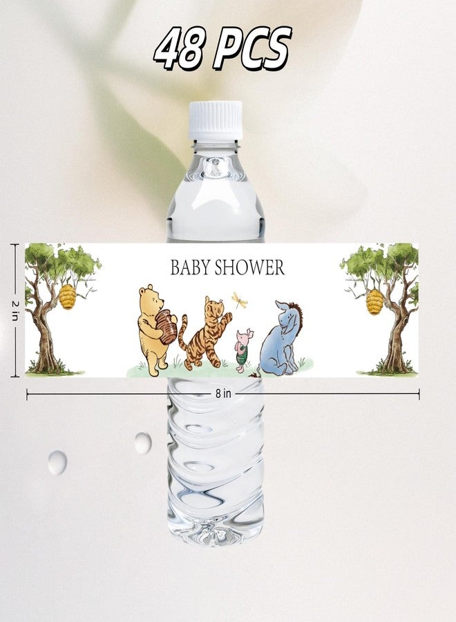 32 SPIRITS 48PCS Vintage Winnie Water Bottle Labels Stickers Pooh Baby Shower Decorations Neutral Birthday Drink Label Party Tea Bar Decor - Image 2