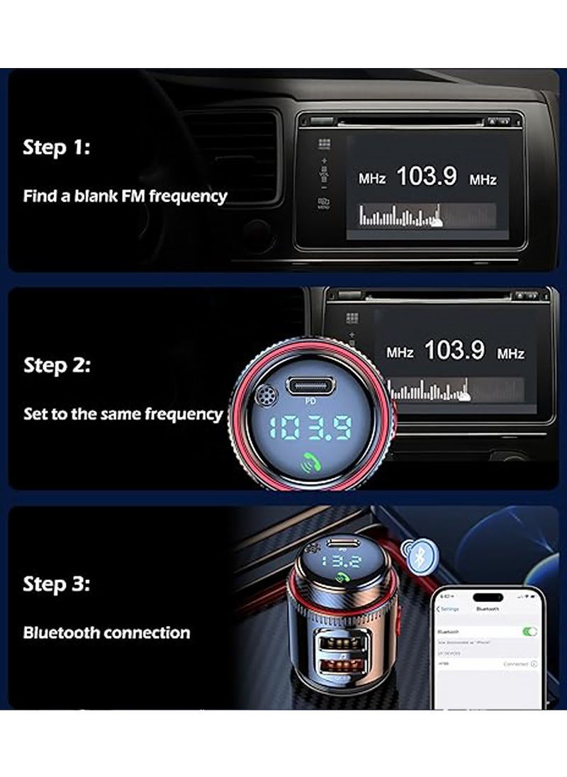 X-level - Car Charger,Car Bluetooth Adapter, Wireless FM Transmitter, USB C&QC3.0 Dual Fast Charging,  Lighter Radio Music, Supports Hands-Free Siri Google Assistant & USB Drive, HiFi Bass Sound - Image 1