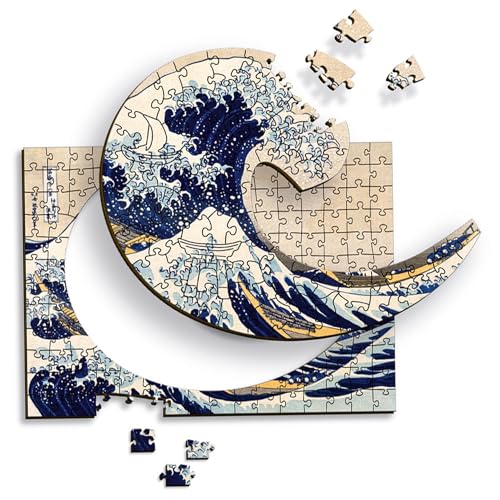 Trefl The Great Wave Off Kanagawa Hokusai Katsushika 200 Jigsaw Puzzle Wood Craft Irregular Shapes 5 Special Puzzles Famous Paintings Creative Fun for Adults and Children from 9 Years Old - Image 1