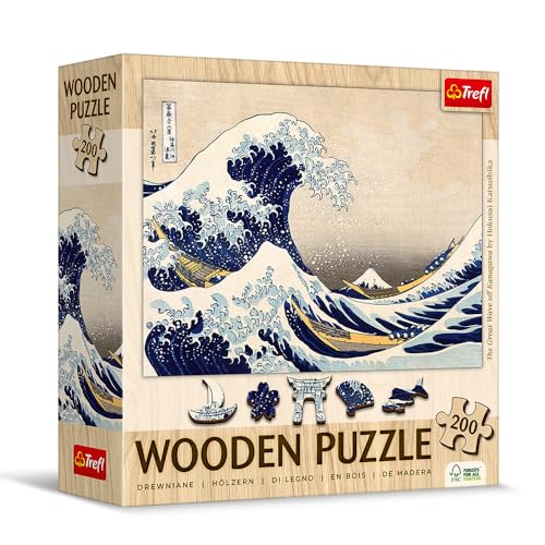 Trefl The Great Wave Off Kanagawa Hokusai Katsushika 200 Jigsaw Puzzle Wood Craft Irregular Shapes 5 Special Puzzles Famous Paintings Creative Fun for Adults and Children from 9 Years Old - Image 5