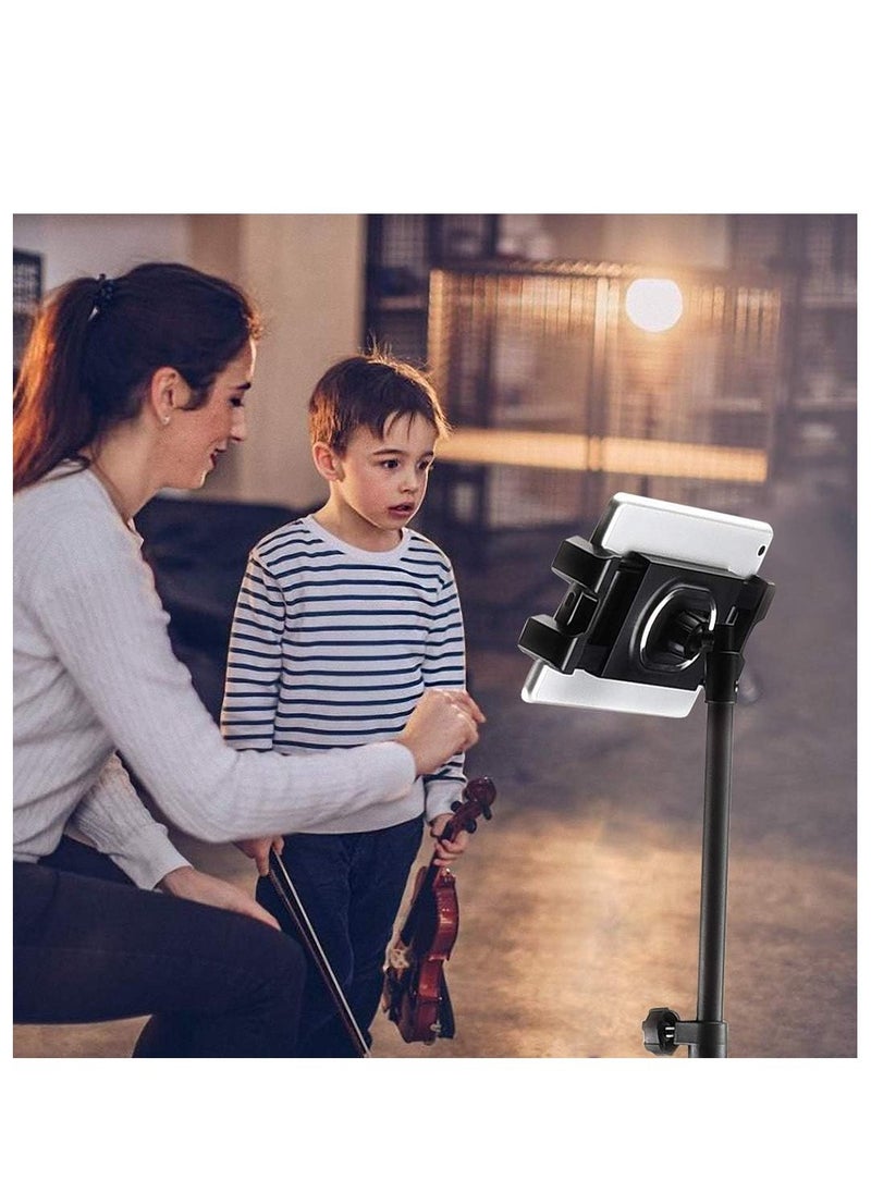 ELTRAZONE Tripod Stand Tablet Holder: Adjustable Height Tripod Stand Foldable Phone Holder Phone Tripod Stand Floor Tablet Cradle Bracket for 4.7-12.9 Inch iPhone 13 Pro Samsung Tab iPad Mini Galaxy  - Image 2