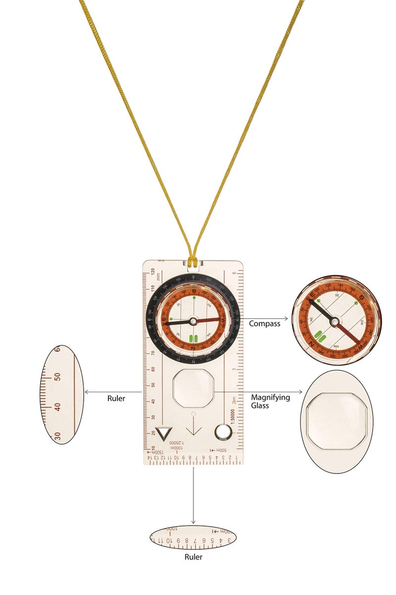 LABZIO - Multifunction Compass - Liquid Filled Outdoor Navigation, Camping with Small Magnifying Lens, Scales and Ruler for map Reading (1) - Image 4