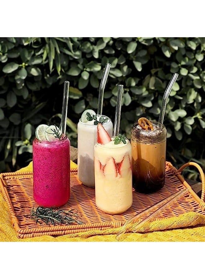 Save SAVE Reusable Glass Straw Set | 4 Straws & 1 Cleaning Brush | Ecofriendly Multiuse Drinking Straws | Cute Straws for Cocktails, Mocktails, Shakes & More Drinks (Combo, Crystal White) - Image 2