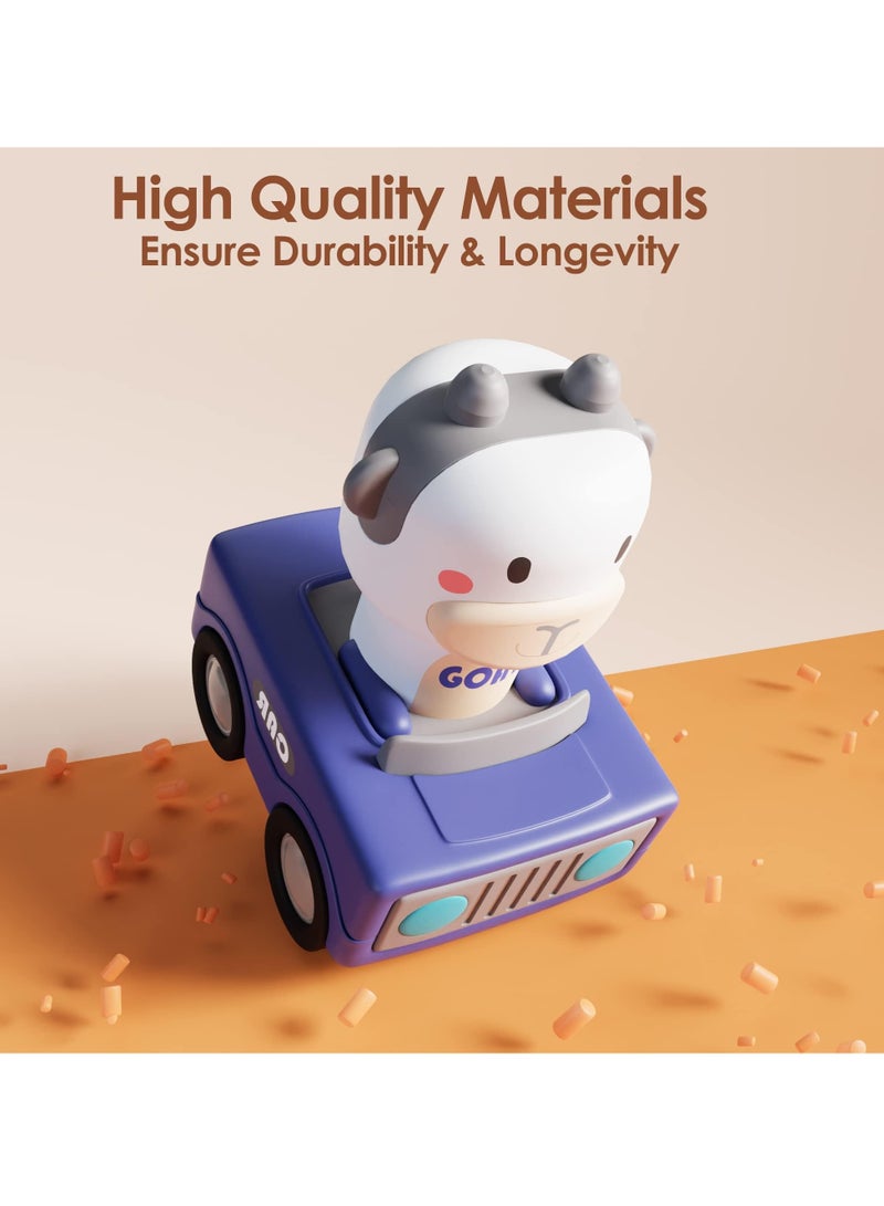 دوركو الصحافة والذهاب لعب السيارة 4 حزمة, طفل دفع الذهاب الاحتكاك لعب السيارة, دفع الذهاب الاحتكاك لعب المركبة للأطفال الرضع, واحد أول هدايا عيد ميلاد للفتيان والبنات - Image 2