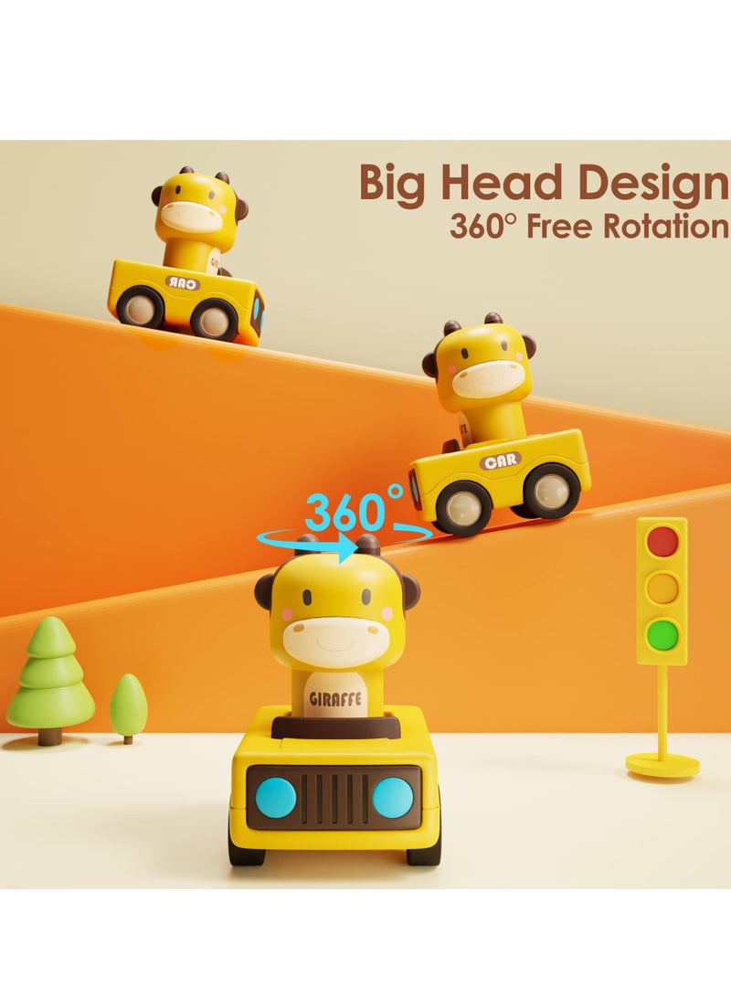 دوركو الصحافة والذهاب لعب السيارة 4 حزمة, طفل دفع الذهاب الاحتكاك لعب السيارة, دفع الذهاب الاحتكاك لعب المركبة للأطفال الرضع, واحد أول هدايا عيد ميلاد للفتيان والبنات - Image 3
