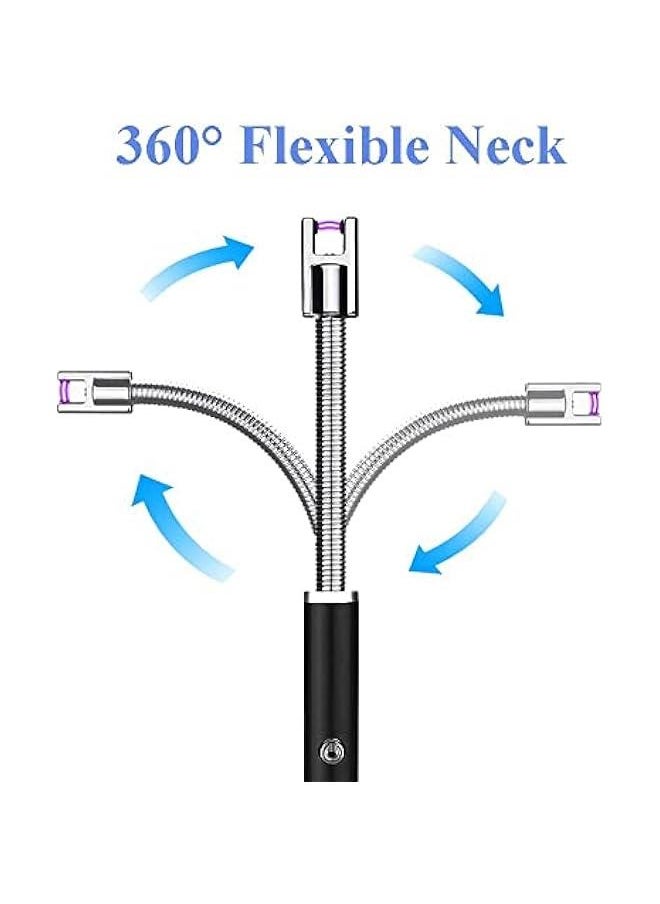 بيوينتي ولاعة الكترونية بتصميم مقوس بدون لهب من سكاي تاتش، قابلة لاعادة الشحن USB مع اضاءة LED لحالة البطارية، مقاومة للرياح وتقلبات الطقس، للمطبخ والشواء واشعال موقد الغاز والشموع والالعاب النارية، لون اسو  - Image 4