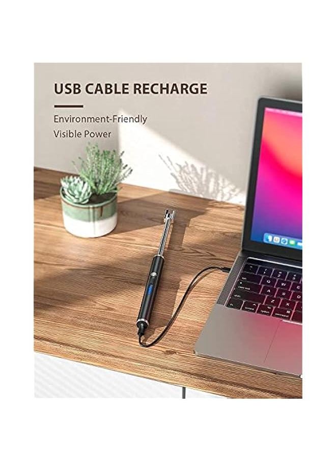 بيوينتي ولاعة الكترونية بتصميم مقوس بدون لهب من سكاي تاتش، قابلة لاعادة الشحن USB مع اضاءة LED لحالة البطارية، مقاومة للرياح وتقلبات الطقس، للمطبخ والشواء واشعال موقد الغاز والشموع والالعاب النارية، لون اسو  - Image 5
