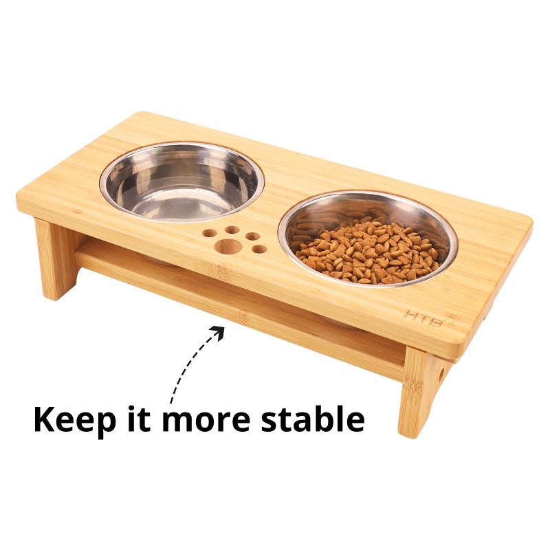HTB Elevated Dog Bowls,Raised Dog Bowl Stand with 2 Stainless Steel Bowls, Elevated Raised Dog Bowls for Large Medium Small Sized Dogs - Image 4