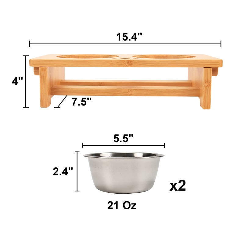 HTB Elevated Dog Bowls,Raised Dog Bowl Stand with 2 Stainless Steel Bowls, Elevated Raised Dog Bowls for Large Medium Small Sized Dogs - Image 5