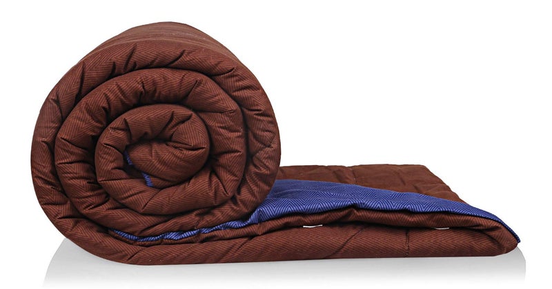Kuber Industries Kuber Industries Microfibre Printed Reversible Comforter, Double (Brown and Blue, 200 GSM), CTKTC13980  - Image 3