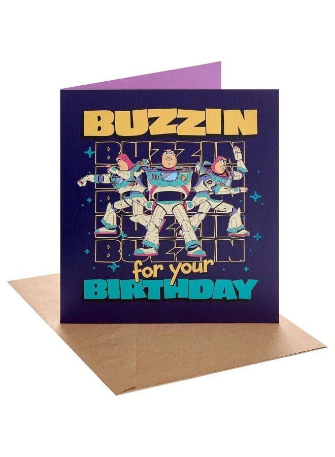 UK Greetings Disney Pixar Toy Story 5 Buzz Lightyear Buzzin for Your Happy Birthday Greeting Card (15.9 x 18.4 cm) - Image 1