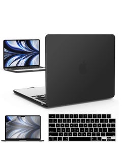 Macbook M2 2023 2022 MacBook Air 13 inch case Model A2681 Hard Shell Case & Keyboard Cover & Screen Protector for M2 Mac Air 13.6 in with Touch ID Black