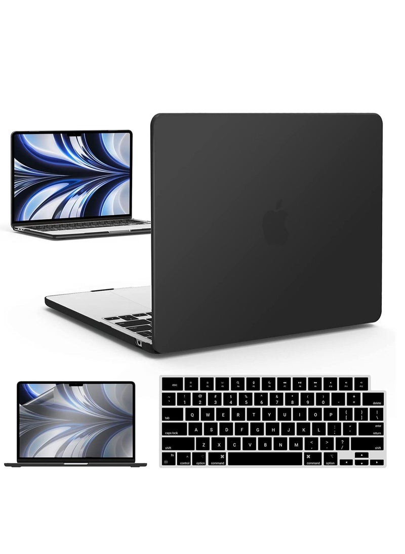 Generic - Macbook M2 2023 2022 MacBook Air 13 inch case Model A2681 Hard Shell Case & Keyboard Cover & Screen Protector for M2 Mac Air 13.6 in with Touch ID Black - Image 1