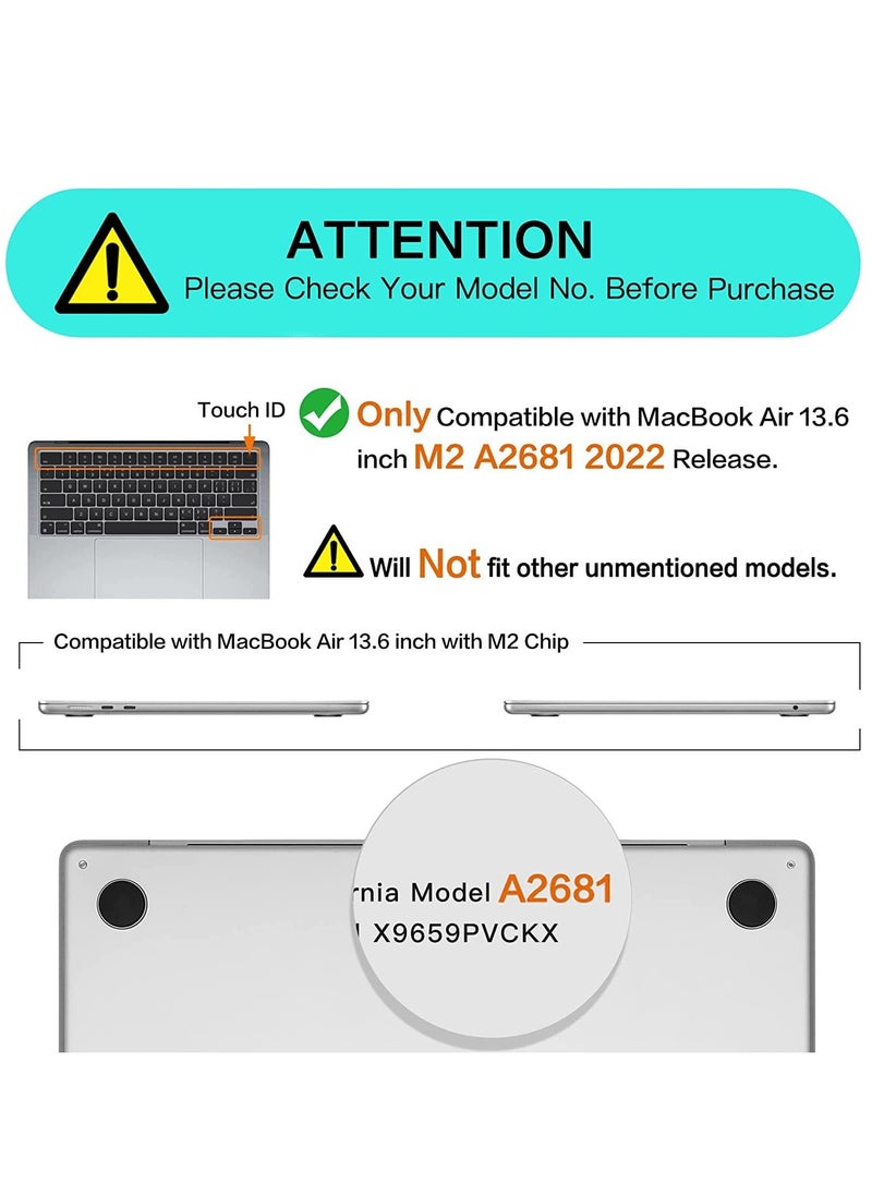 Generic - Macbook M2 2023 2022 MacBook Air 13 inch case Model A2681 Hard Shell Case & Keyboard Cover & Screen Protector for M2 Mac Air 13.6 in with Touch ID Black - Image 1