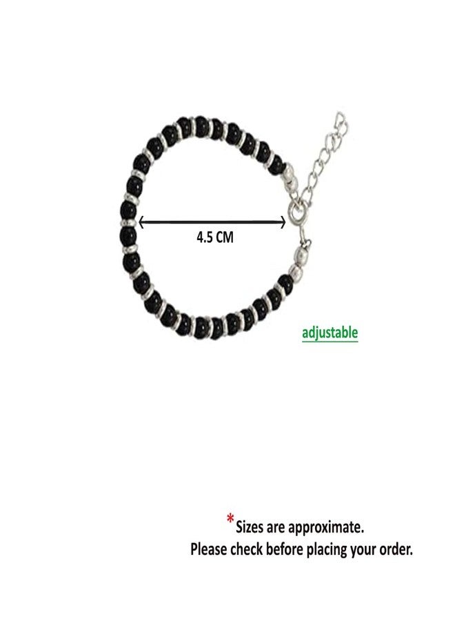 MOONPLUS 925 Sterling Silver Handmade Adjustable Born Baby Anklets| Chandi payal for Infant|Velli Kappu kolusu|Newborn Bracelet|nazariya for Boy and Girl Pattilu|0 to 1 year old Unisex Babies - Image 5