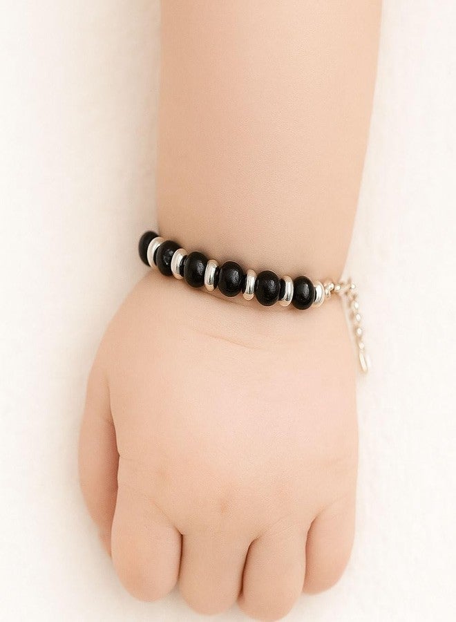 MOONPLUS 925 Sterling Silver Handmade Adjustable Born Baby Anklets| Chandi payal for Infant|Velli Kappu kolusu|Newborn Bracelet|nazariya for Boy and Girl Pattilu|0 to 1 year old Unisex Babies - Image 3