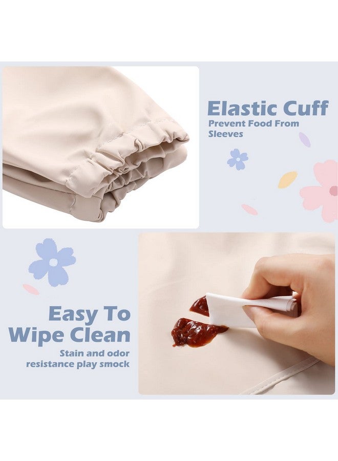 JaGely 4 Pack Long Sleeve Baby Bibs Waterproof Long Sleeved Bib Baby Eating Smock Bib Feeding Shirt Bib With Food Catcher(Soft Color) - Image 3