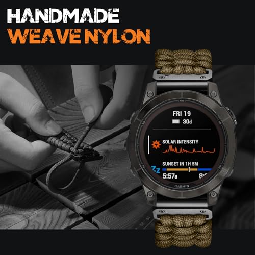 Bandletic حزام Bandletic متوافق مع Garmin Fenix 6X - حزام ساعة برباط بارا كورد متين وسهل التركيب 26 مم لـ Fenix 8 51 مم/7X/7X Pro/6X Pro/5X/5X Plus/3/3 HR/Instinct 3 50 مم/2X/Tactix/Enduro/Epix Pro 51 مم - Image 3