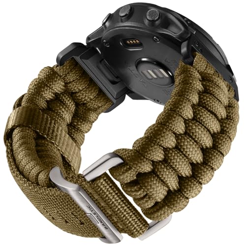 Bandletic حزام Bandletic متوافق مع Garmin Fenix 6X - حزام ساعة برباط بارا كورد متين وسهل التركيب 26 مم لـ Fenix 8 51 مم/7X/7X Pro/6X Pro/5X/5X Plus/3/3 HR/Instinct 3 50 مم/2X/Tactix/Enduro/Epix Pro 51 مم - Image 1