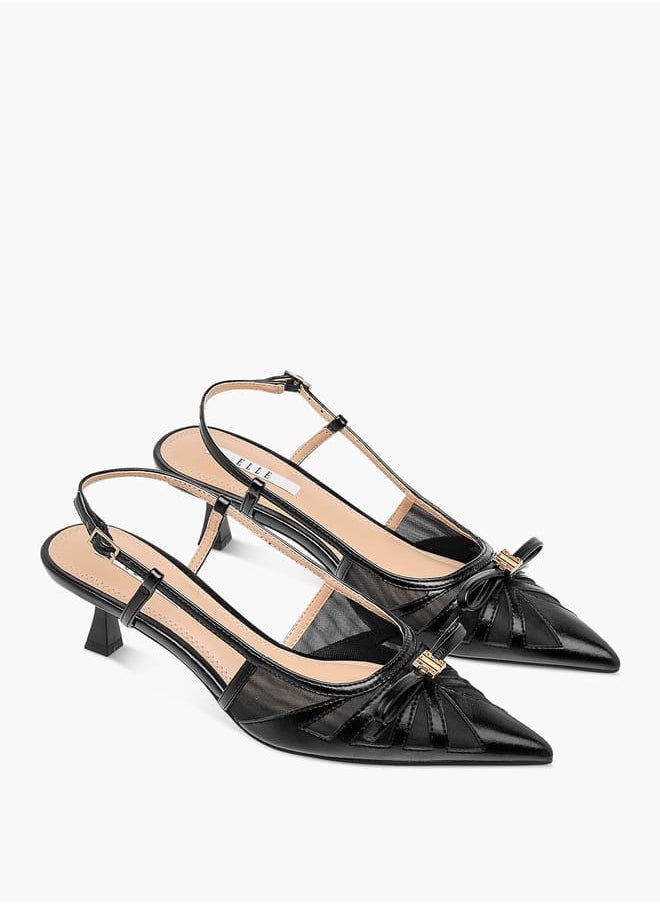 ELLE Women's Bow Accent Shoes with Buckle Closure and Kitten Heels  - Image 1