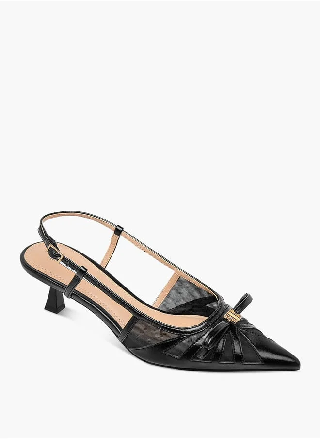 ايل Women's Bow Accent Shoes with Buckle Closure and Kitten Heels