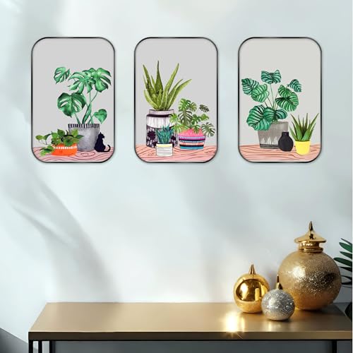 Indianara Set of 3 Framed Art Painting (3911BK) without glass 10.2 X 13, 10.2 X 13, 10.2 X 13 INCH (Style 7) - Image 2