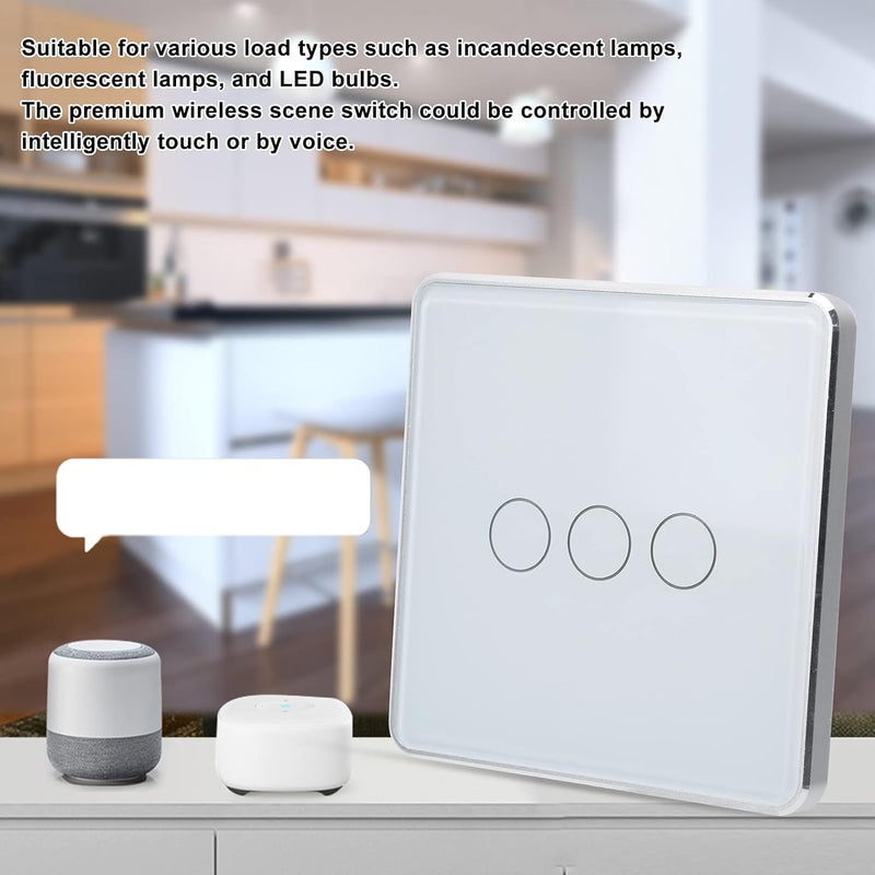 klarako Intelligent Touch Light Switch, Smart Light Switch, Smart Touch Button, 86 Type Touch Panel Wireless, 2.4G Voice Control, AC 100‑250V, for ZigBee (3 Way) - Image 2