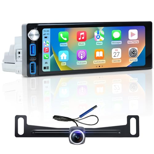 AINAVI 6.9-Inch Single Din Touchscreen Car Stereo - Android 2GB+64GB Type-C&USB Single Din Wired/Wireless Carplay Android Auto,1080P HD GPS Navigation Handsfree Calling WiFi, SWC/FM/BT (6.86-SD-C) - Image 1